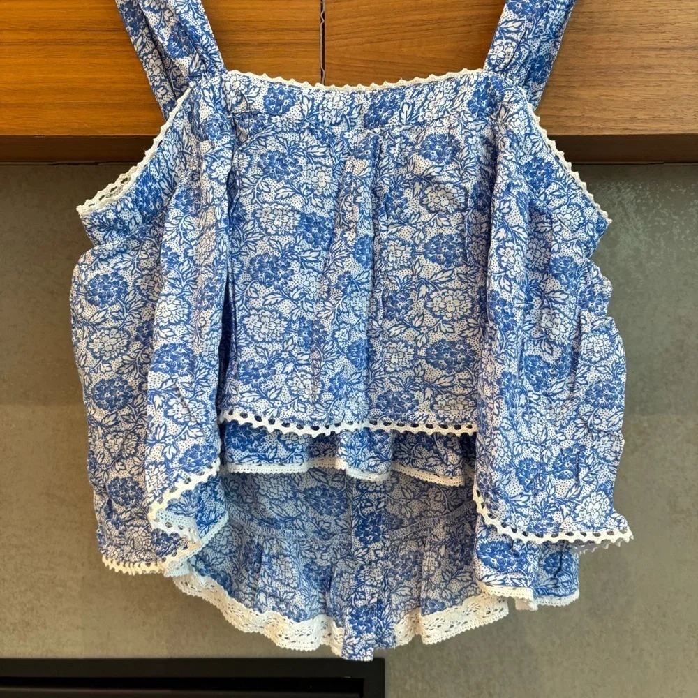 FREE PEOPLE Sweet Caroline Top Combo Blue, Size XS